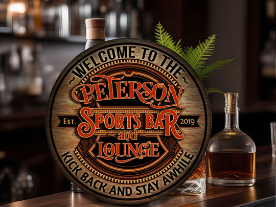 Personalized Sports Bar Sign | Round Bar Signs | Man Cave Wall Décor | Personalized Sports Bar | Home Bar Accessories | Custom Bar Sign Gift