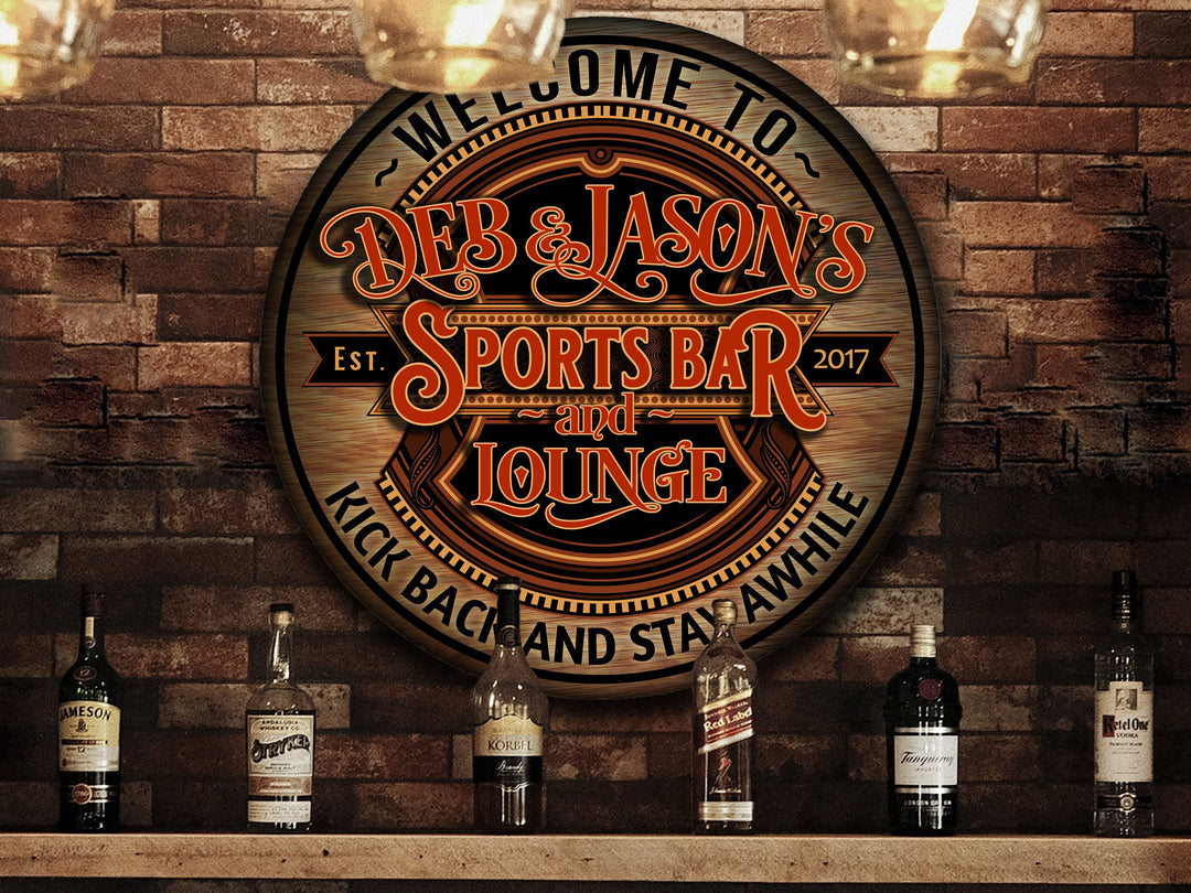 Personalized Sports Bar Sign | Round Bar Signs | Man Cave Wall Décor | Personalized Sports Bar | Home Bar Accessories | Custom Bar Sign Gift