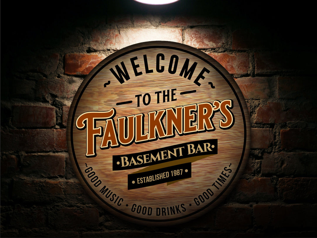 Personalized Basement Bar Sign | Round Bar Sign | Man Cave Wall Décor | Personalized Speakeasy | Home Bar Accessories | Custom Bar Sign Gift