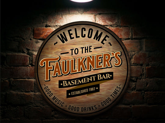 Personalized Basement Bar Sign | Round Bar Sign | Man Cave Wall Décor | Personalized Speakeasy | Home Bar Accessories | Custom Bar Sign Gift