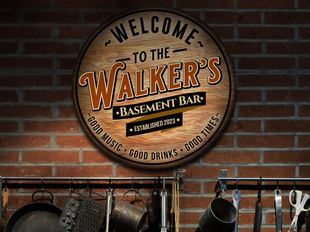 Personalized Basement Bar Sign | Round Bar Sign | Man Cave Wall Décor | Personalized Speakeasy | Home Bar Accessories | Custom Bar Sign Gift