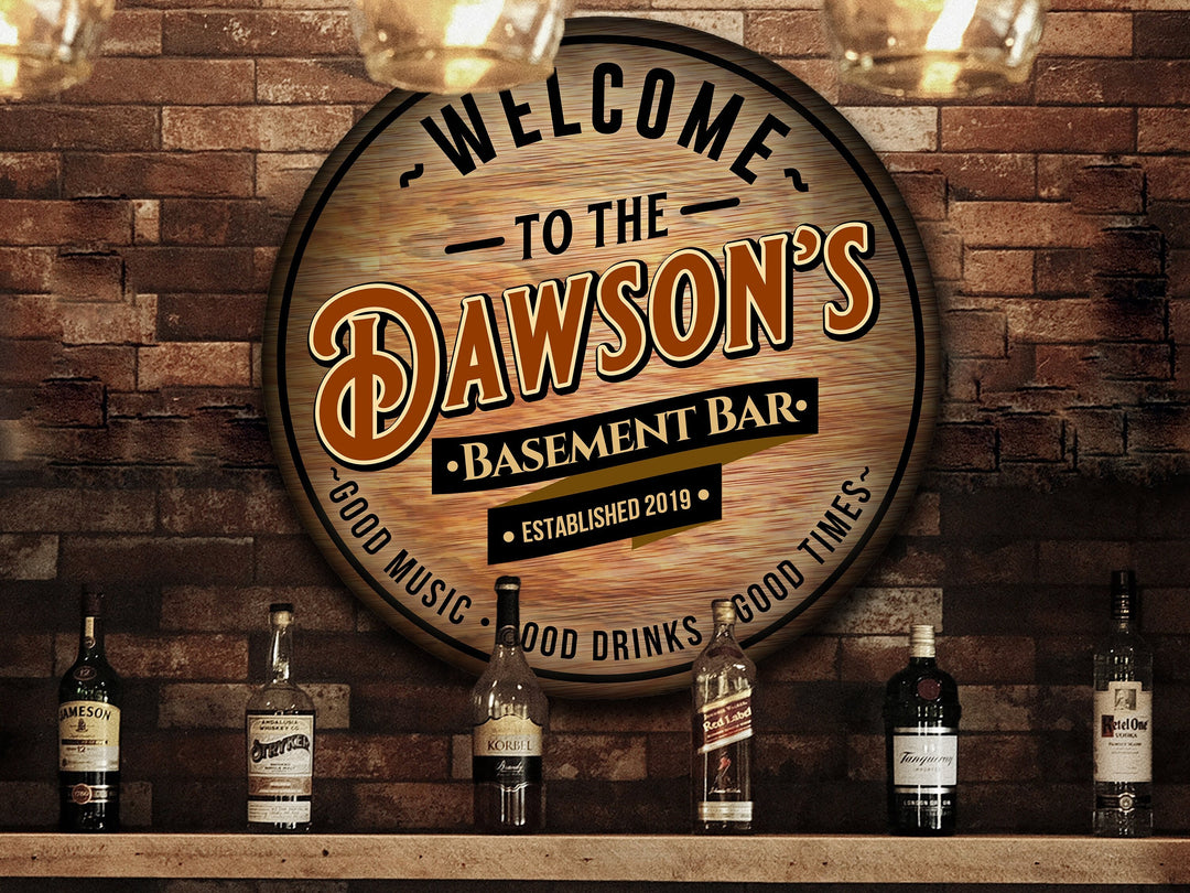 Personalized Basement Bar Sign | Round Bar Sign | Man Cave Wall Décor | Personalized Speakeasy | Home Bar Accessories | Custom Bar Sign Gift