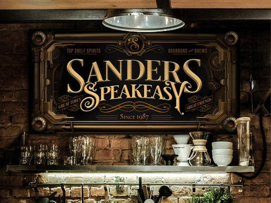 Personalized Steampunk Sign - Metal or Canvas! | Custom Steampunk Family Sign | Farmhouse Sign | Speakeasy Bar Decor | Customized Bar Sign