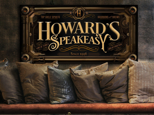 Personalized Steampunk Sign - Metal or Canvas! | Custom Steampunk Family Sign | Farmhouse Sign | Speakeasy Bar Decor | Customized Bar Sign