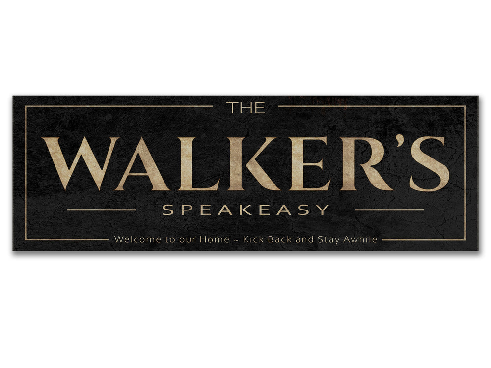 Custom Speakeasy Sign with Personalized Family Name | Custom Wall Decor on Metal or Canvas Sign | Customized & Personalized Wall Art