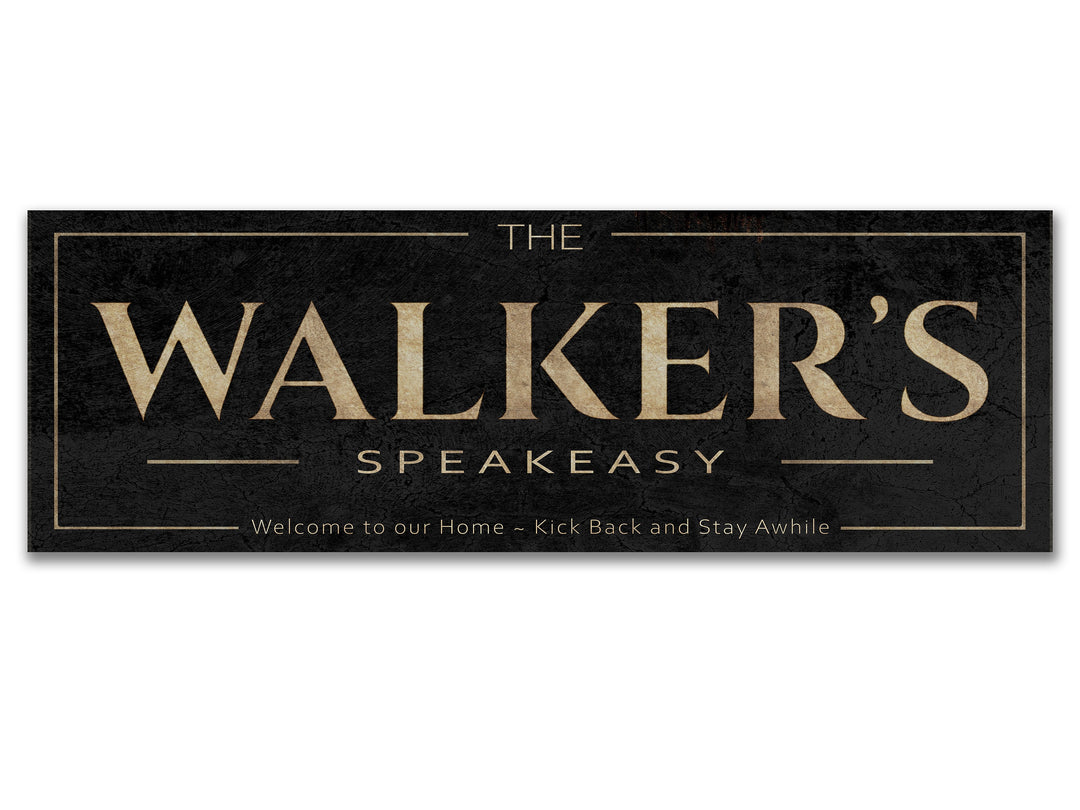 Custom Speakeasy Sign with Personalized Family Name | Custom Wall Decor on Metal or Canvas Sign | Customized & Personalized Wall Art