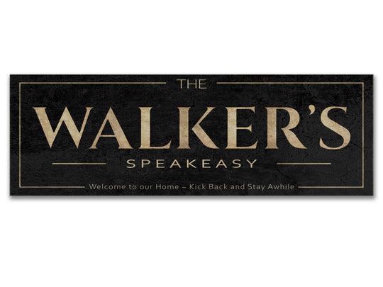 Custom Speakeasy Sign with Personalized Family Name | Custom Wall Decor on Metal or Canvas Sign | Customized & Personalized Wall Art