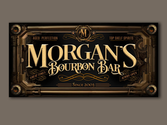 Bourbon Steampunk Sign - Metal or Canvas! | Custom Steampunk Bourbon Sign | Home Bourbon Sign | Game Room Decor | Customized Steampunk Sign