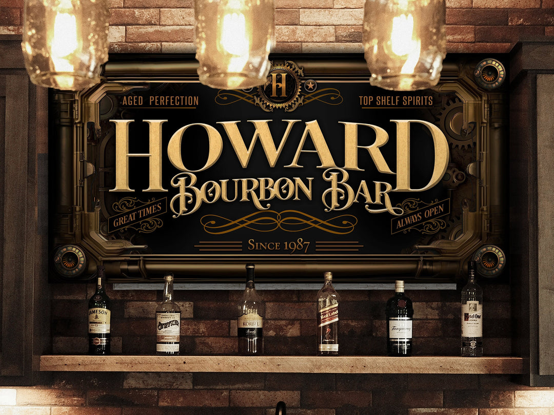 Bourbon Steampunk Sign - Metal or Canvas! | Custom Steampunk Bourbon Sign | Home Bourbon Sign | Game Room Decor | Customized Steampunk Sign