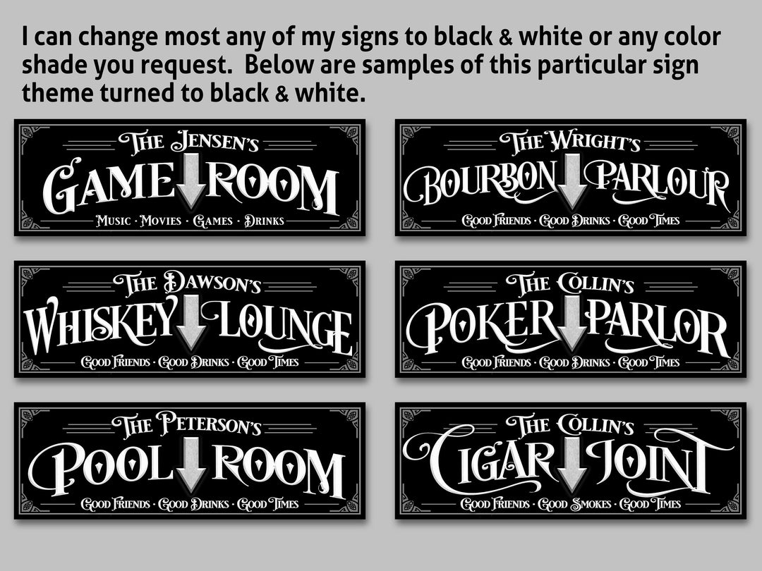 Custom Whiskey Lounge Sign with Personalized Family Name | Custom Wall Decor on Metal or Canvas Sign | Customized & Personalized Wall Art