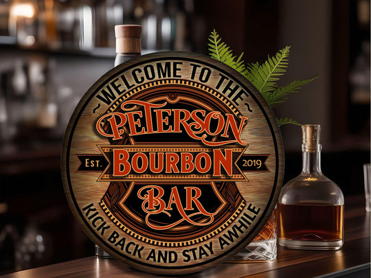 Personalized Bourbon Bar Sign | Metal Signs | Man Cave Wall Décor | Personalized Speakeasy | Home Bar Accessories | Custom Bar Sign Gift