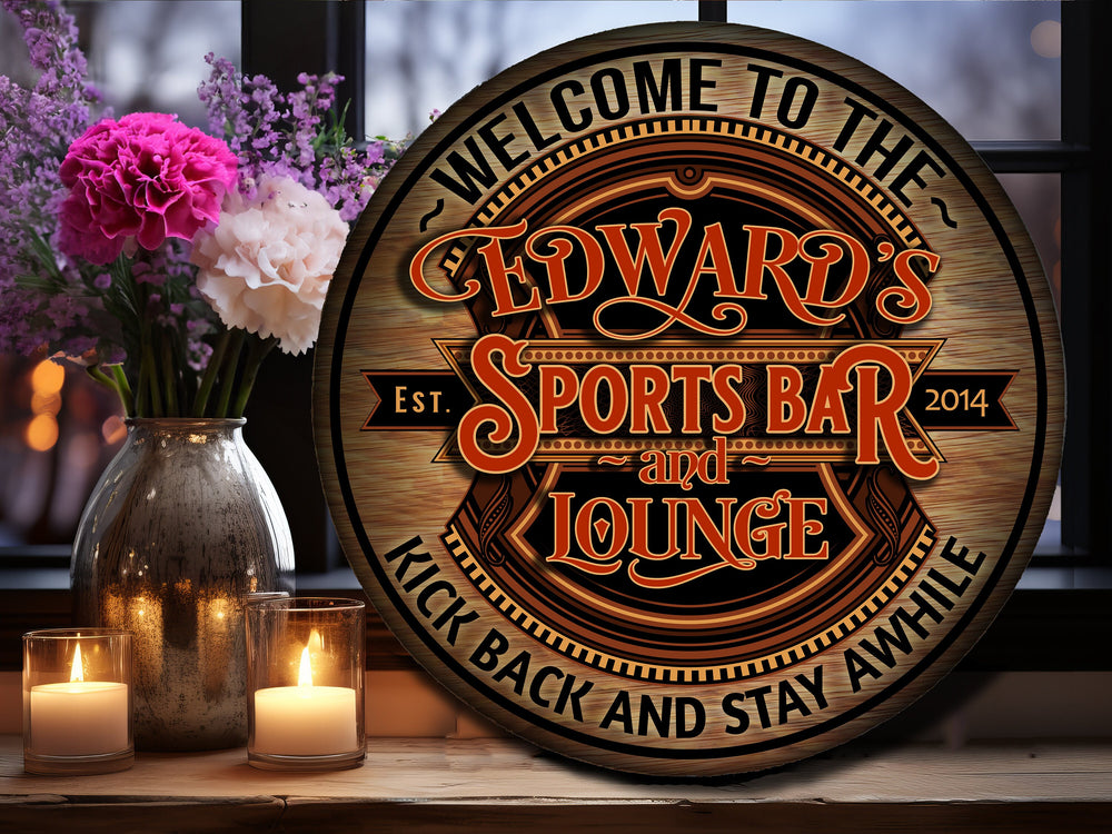Personalized Sports Bar Sign | Round Bar Signs | Man Cave Wall Décor | Personalized Sports Bar | Home Bar Accessories | Custom Bar Sign Gift