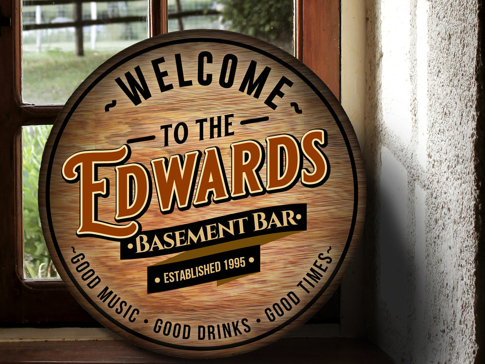 Personalized Basement Bar Sign | Round Bar Sign | Man Cave Wall Décor | Personalized Speakeasy | Home Bar Accessories | Custom Bar Sign Gift