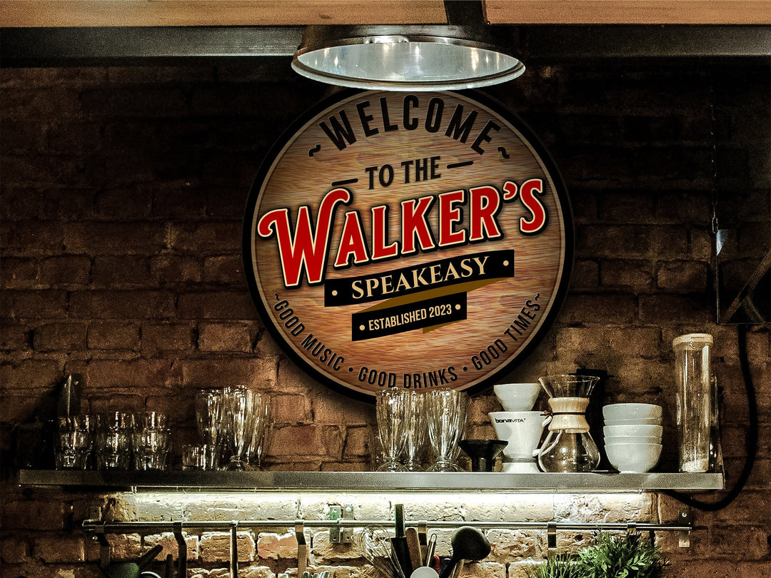 Personalized Speakeasy Bar Sign | Round Metal Signs | Bar Wall Décor | Custom Metal Speakeasy | Home Bar Accessories | Custom Bar Sign Gift