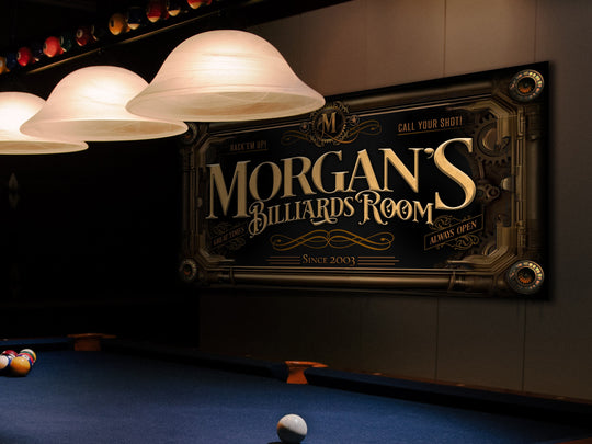 Custom Steampunk Sign - Metal or Canvas! | Custom Steampunk Billiards Sign | Home Billiards Sign | Game Room Decor | Customized Steampunk