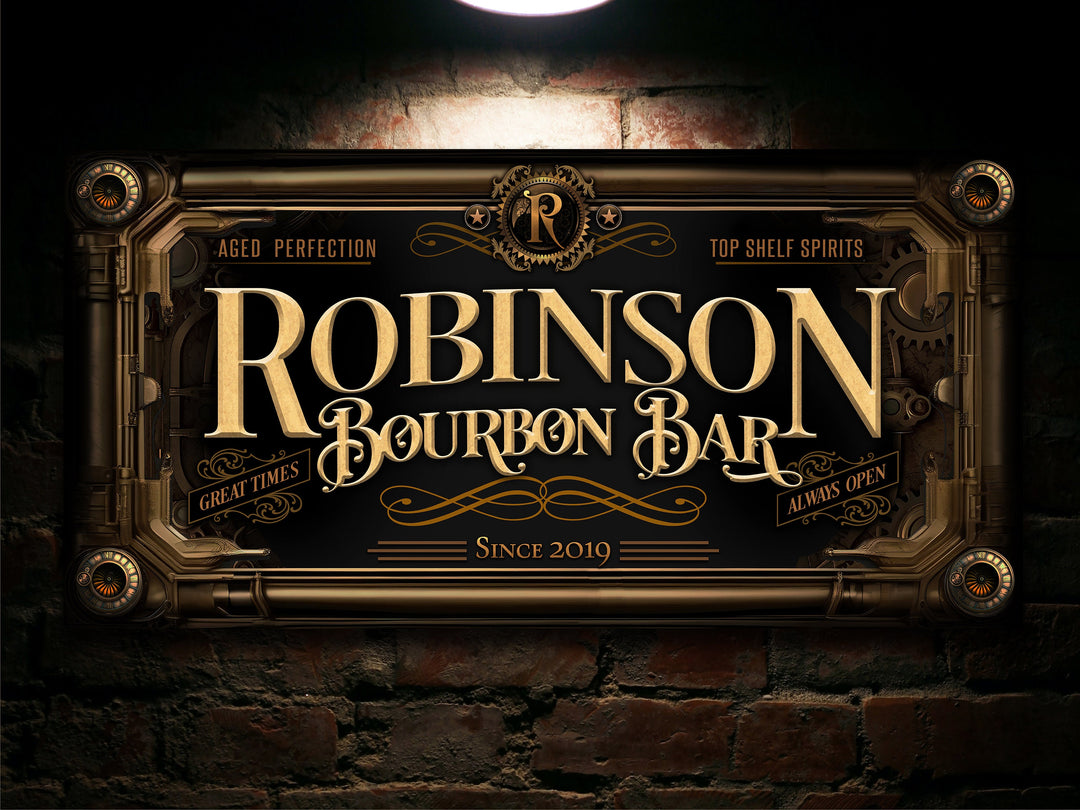 Bourbon Steampunk Sign - Metal or Canvas! | Custom Steampunk Bourbon Sign | Home Bourbon Sign | Game Room Decor | Customized Steampunk Sign