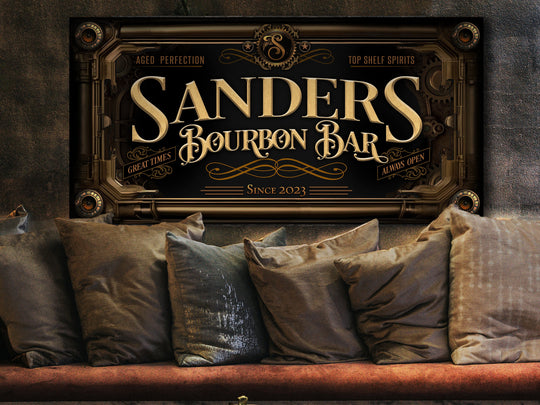 Bourbon Steampunk Sign - Metal or Canvas! | Custom Steampunk Bourbon Sign | Home Bourbon Sign | Game Room Decor | Customized Steampunk Sign