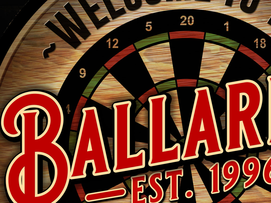 Personalized Dart Club & Lounge Sign | Round Bar Signs | Man Cave Wall Décor | Dart Bar Sign | Home Bar Accessories | Custom Bar Sign Gift