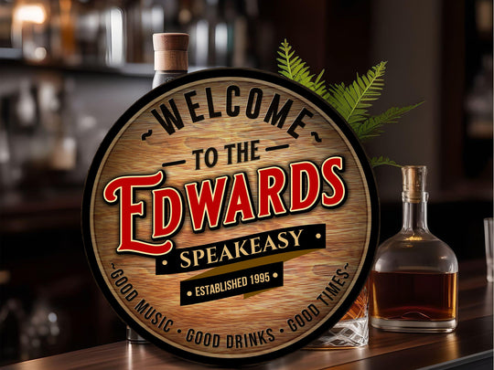 Personalized Speakeasy Bar Sign | Round Metal Signs | Bar Wall Décor | Custom Metal Speakeasy | Home Bar Accessories | Custom Bar Sign Gift