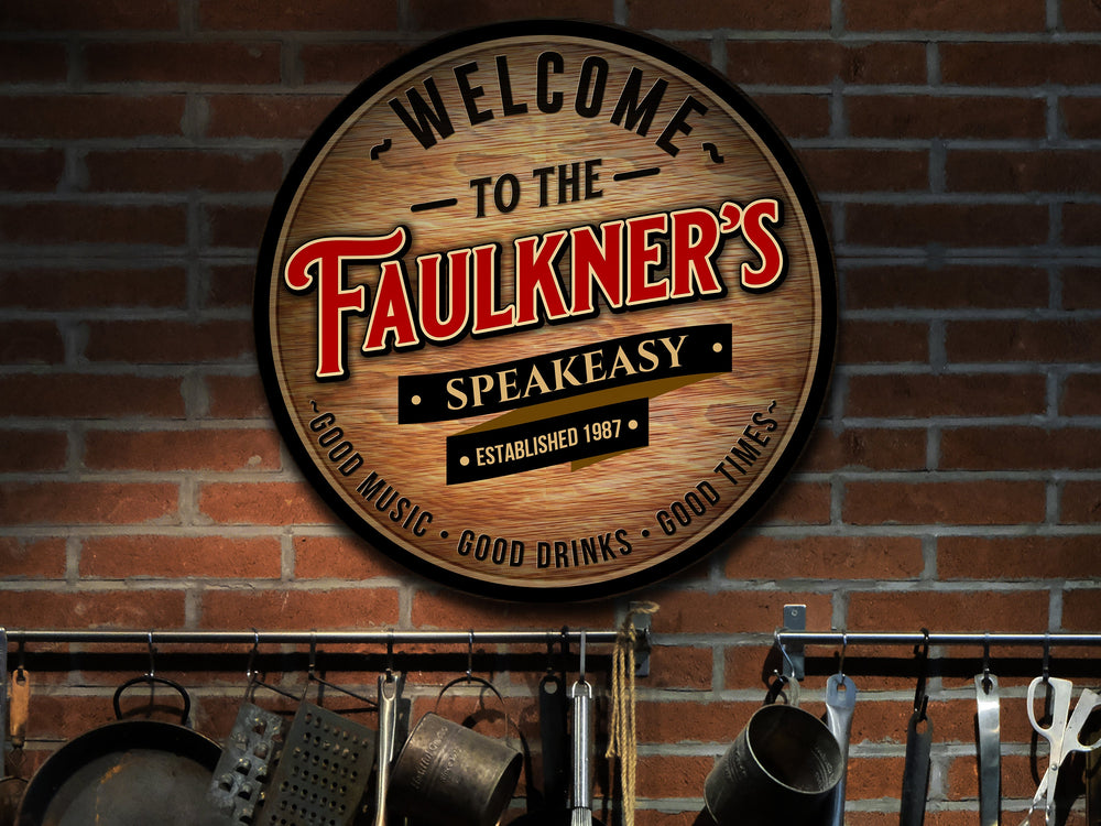 Personalized Speakeasy Bar Sign | Round Metal Signs | Bar Wall Décor | Custom Metal Speakeasy | Home Bar Accessories | Custom Bar Sign Gift