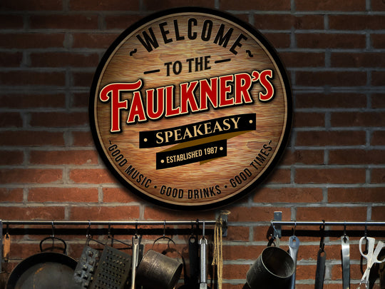 Personalized Speakeasy Bar Sign | Round Metal Signs | Bar Wall Décor | Custom Metal Speakeasy | Home Bar Accessories | Custom Bar Sign Gift