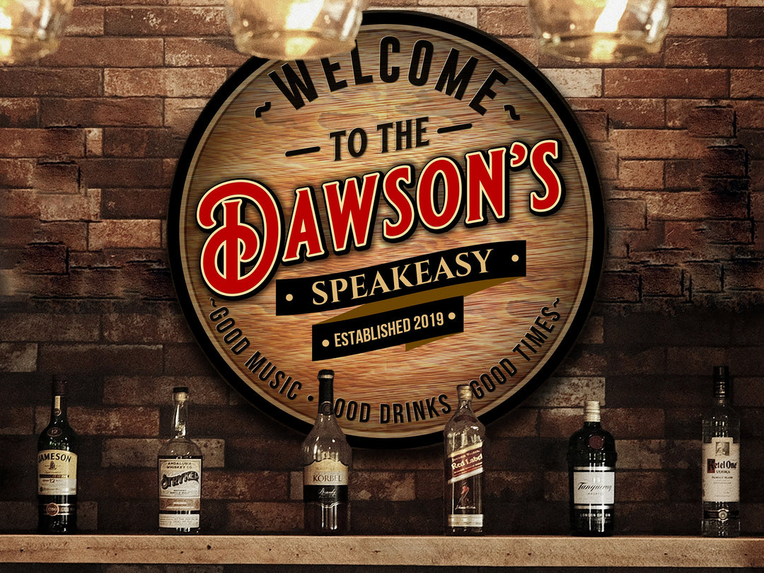 Personalized Speakeasy Bar Sign | Round Metal Signs | Bar Wall Décor | Custom Metal Speakeasy | Home Bar Accessories | Custom Bar Sign Gift