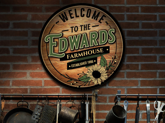 Solid Wood Family Farmhouse Sign, Custom Wooden Family Name Sign, Homestead Farm Décor, Customized Farm Sign
