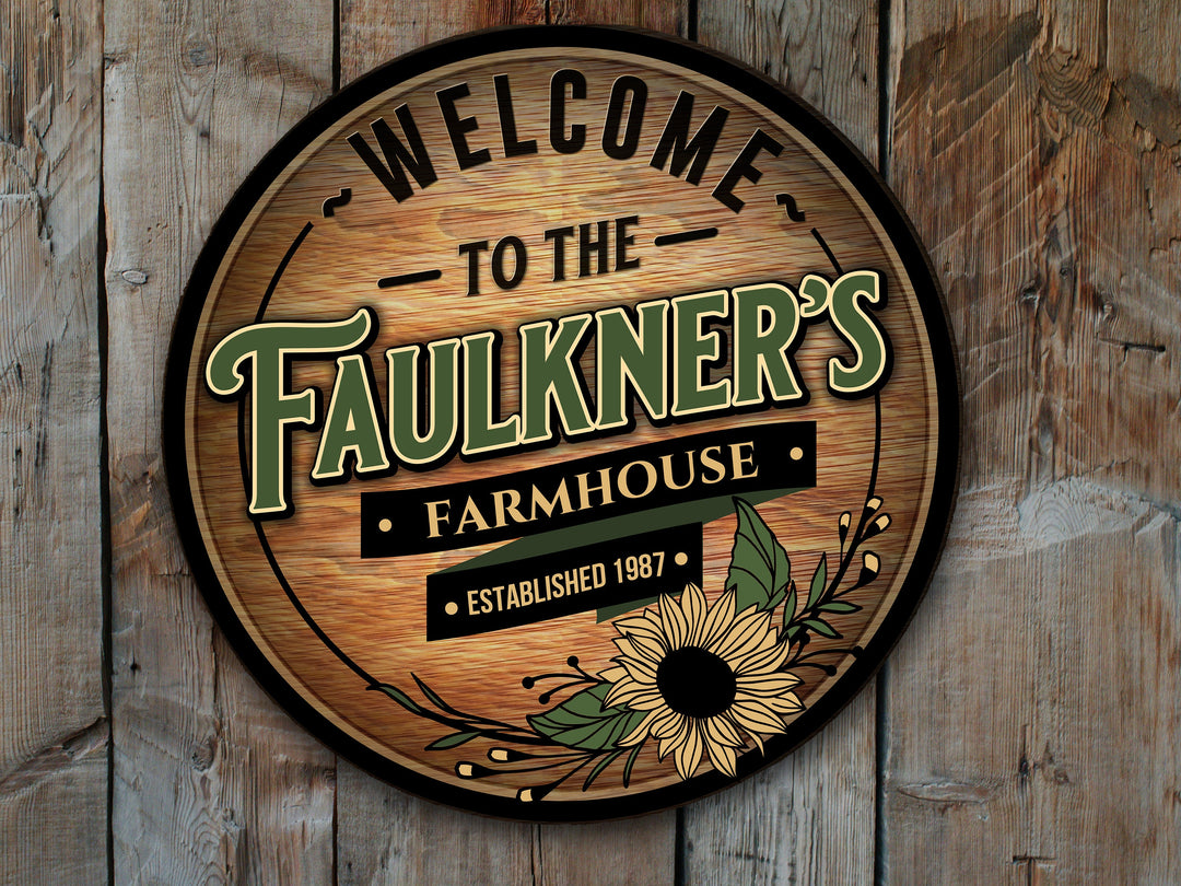 Round Metal Family Farmhouse Sign | Round Signs | Farm Décor | Metal Family Name Sign | Custom Name Farmhouse Sign | Customized Farmhouse