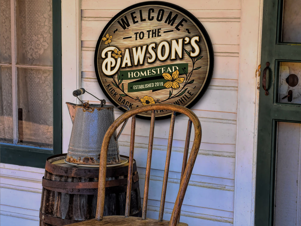 Round Family Homestead Sign | Round Metal Signs | Farm Décor | Round Family Name Sign | Custom Name Farm Sign | Customized Family Sign Gift
