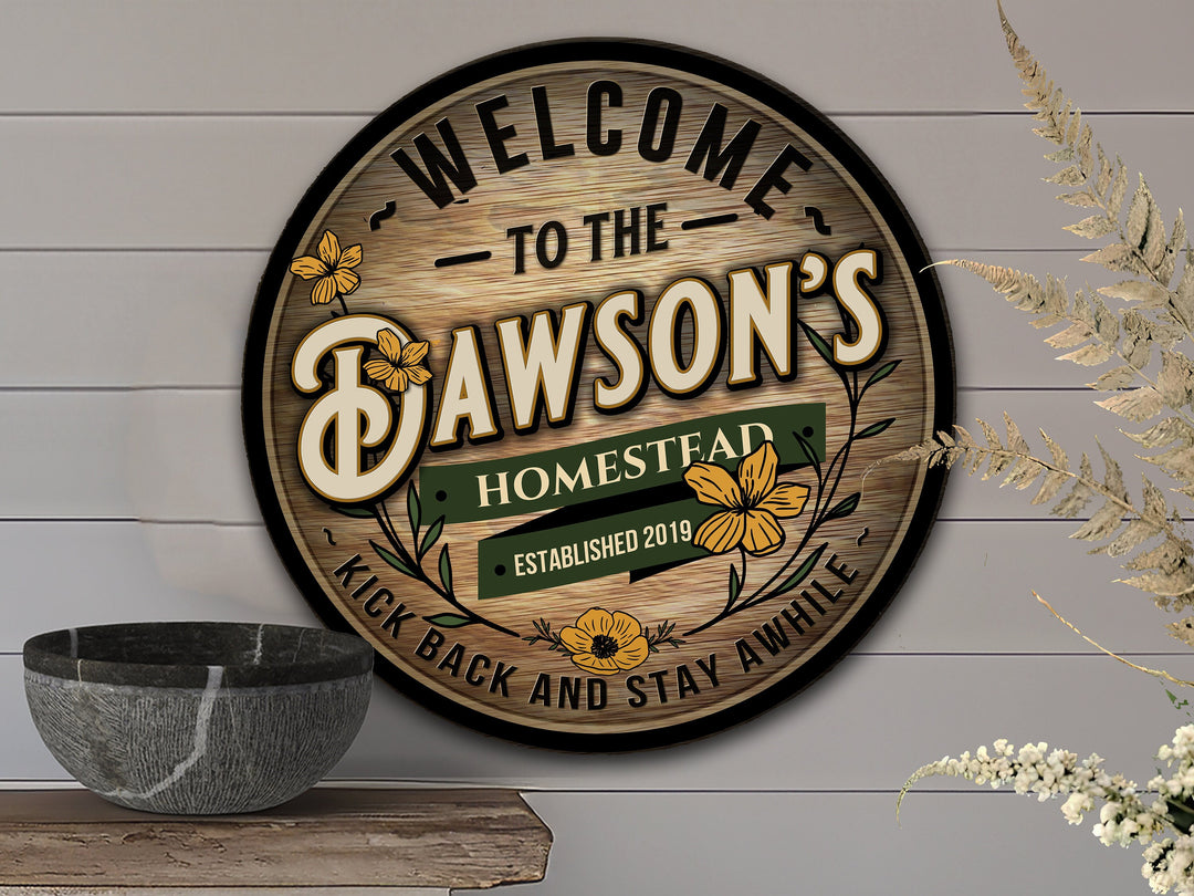Round Family Homestead Sign | Round Metal Signs | Farm Décor | Round Family Name Sign | Custom Name Farm Sign | Customized Family Sign Gift