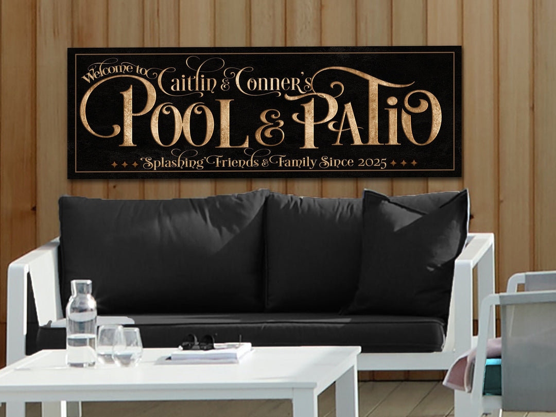 Personalized Pool & Patio on Metal or Canvas! | New 3:1 Ratio Patio Sign | Custom Pool Patio Sign | Summer Patio Decor | Custom Pool Sign