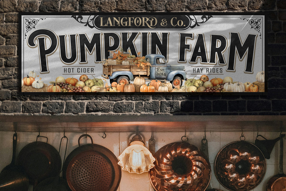 Pumpkin Farm Sign | Personalized Family Name Pumpkin | Rustic Farmhouse Wall Decor | Large Vintage Pumpkin Farm Sign | Pumpkin Farm Decor