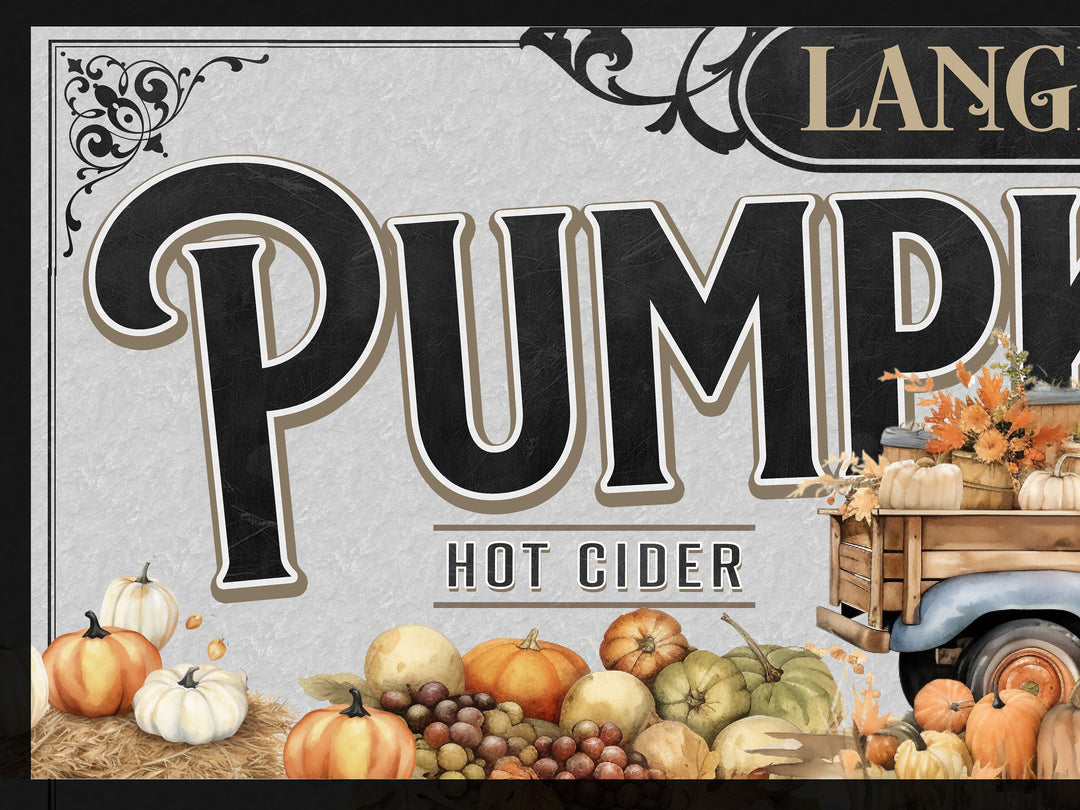 Pumpkin Farm Sign | Personalized Family Name Pumpkin | Rustic Farmhouse Wall Decor | Large Vintage Pumpkin Farm Sign | Pumpkin Farm Decor