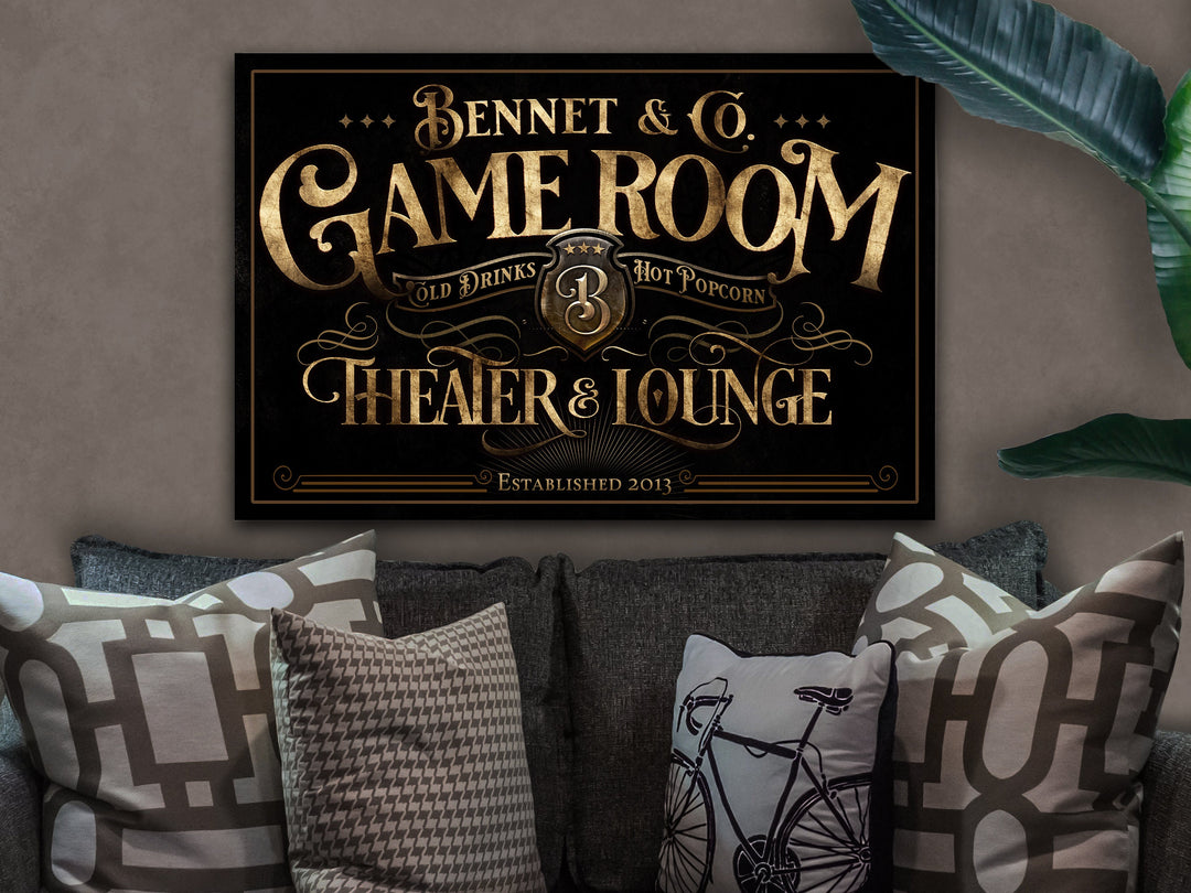 Personalized Home Theater Sign | Theater and Lounge Sign | Game Room Decor | Game Room Signs | Movie Room Decor | Home Theater Sign