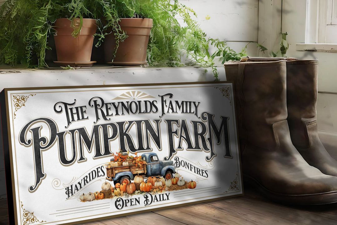 Pumpkin Farm Sign | Farmhouse Pumpkin Sign | Personalized Fall Sign | Autumn Sign | Custom Family Name Fall Sign | Autumn Pumpkin Decor