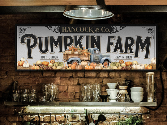 Pumpkin Farm Sign | Personalized Family Name Pumpkin | Rustic Farmhouse Wall Decor | Large Vintage Pumpkin Farm Sign | Pumpkin Farm Decor