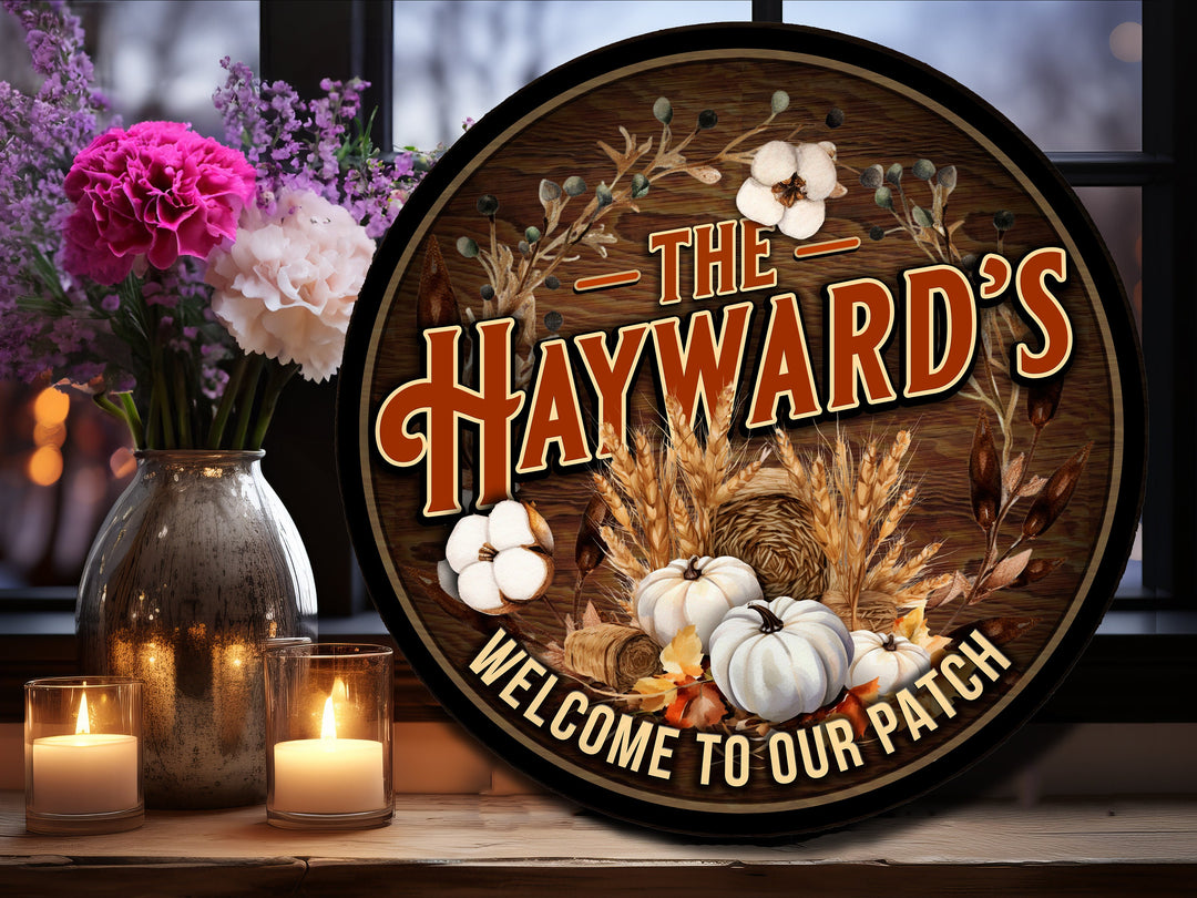 Round Metal Family Pumpkin Sign | Round Pumpkin Patch Sign | Family Name Sign | Personalized Sign | Fall Harvest Family Name Sign