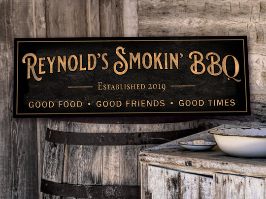 Personalized BBQ Sign | Custom Family BBQ Grill Sign | Custom Backyard Grill Sign | Patio BBQ Pit | Large Canvas Sign | Large Metal Sign