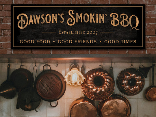 Personalized BBQ Sign | Custom Family BBQ Grill Sign | Custom Backyard Grill Sign | Patio BBQ Pit | Large Canvas Sign | Large Metal Sign