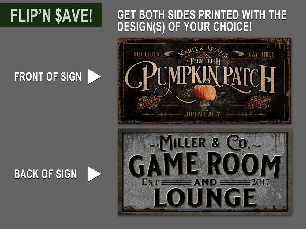 Flip'n Save Double Sided Sign Option, Two-Sided Sign Option, Front Back Print on Personalized Sign