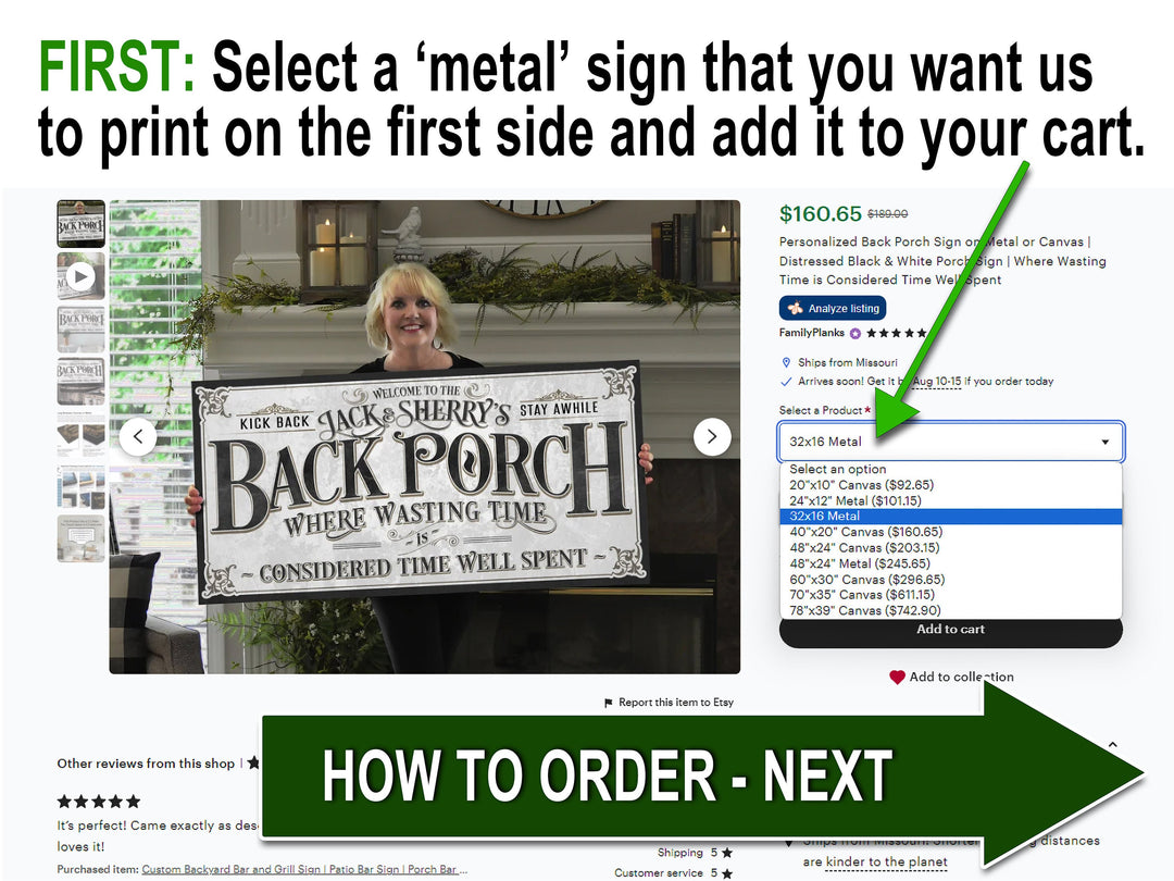 Flip'n Save Double Sided Sign Option, Two-Sided Sign Option, Front Back Print on Personalized Sign