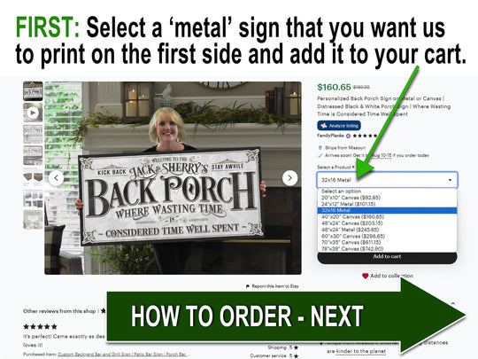 Flip'n Save Double Sided Sign Option, Two-Sided Sign Option, Front Back Print on Personalized Sign