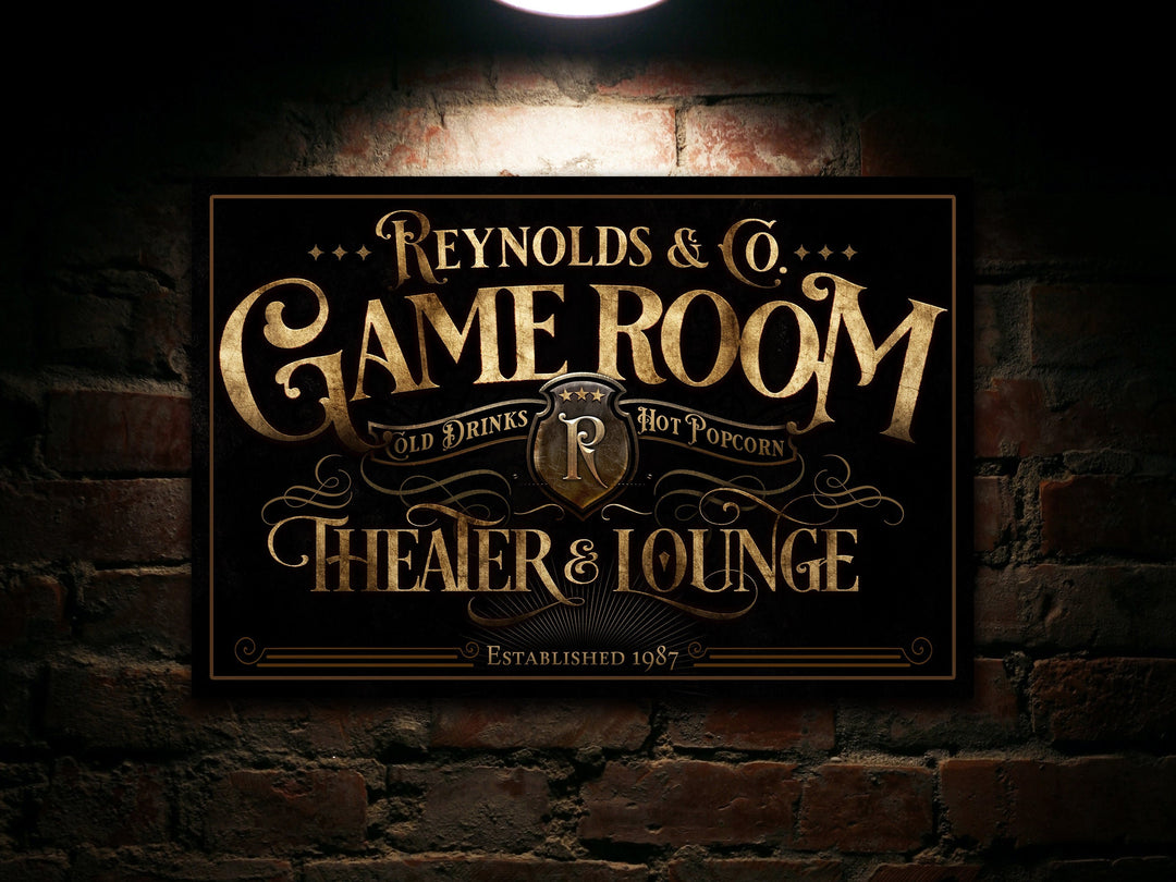 Personalized Home Theater Sign | Theater and Lounge Sign | Game Room Decor | Game Room Signs | Movie Room Decor | Home Theater Sign