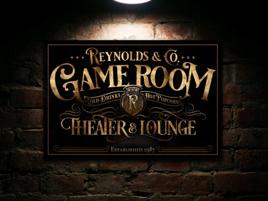 Personalized Home Theater Sign | Theater and Lounge Sign | Game Room Decor | Game Room Signs | Movie Room Decor | Home Theater Sign