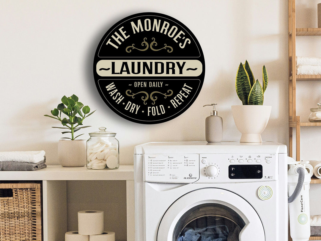 Personalized Laundry Sign with your family name and custom text.