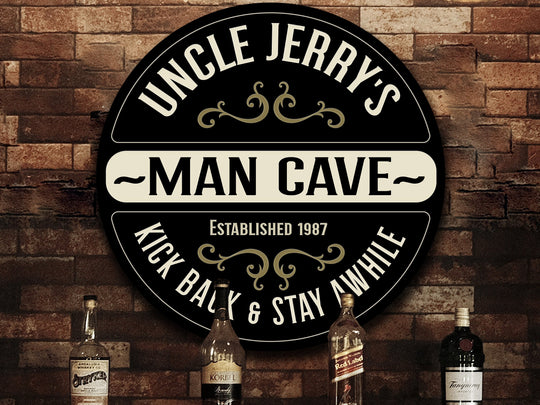 Round Metal Man Cave Sign, Round Personalized Man Cave Sign, Man Cave Décor, Customized Man Cave Sign