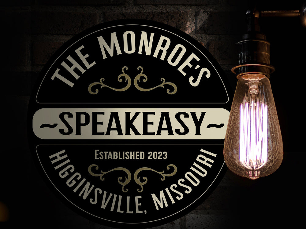 Solid Wood Speakeasy Bar Sign, Personalized Speakeasy Sign, Bar Décor, Customized Family Bar Sign