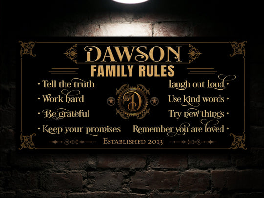 Personalized Family Rules Sign | Family Sign | Custom Family Sign| Last Name Family Sign | Large Canvas Sign | Large Metal Sign