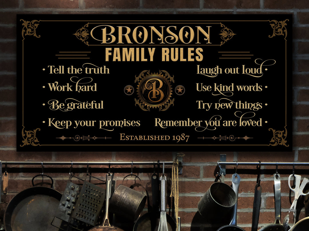 Personalized Family Rules Sign | Family Sign | Custom Family Sign| Last Name Family Sign | Large Canvas Sign | Large Metal Sign