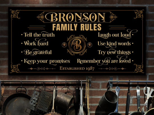 Personalized Family Rules Sign | Family Sign | Custom Family Sign| Last Name Family Sign | Large Canvas Sign | Large Metal Sign